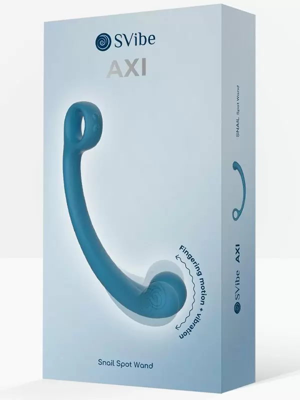 Изогнутый вибратор SVibe Snail AXI Spot Wand, технология AuraTouch, 8 режимов, 20,8 см, силикон, голубой