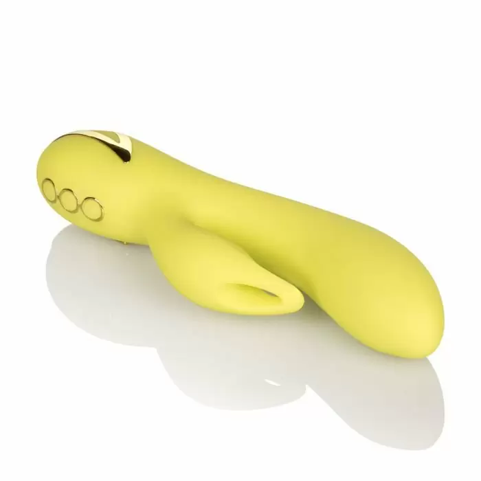 Экзотический вибратор-кролик Calexotics Venice Vixen, 21,5 см, 10 режимов, жёлтый