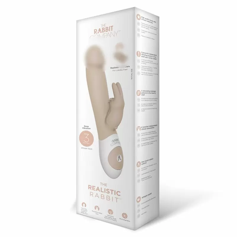 Вибратор-кролик The Realistic Rabbit – телесный: 3 мотора по 6 режимов вибрации