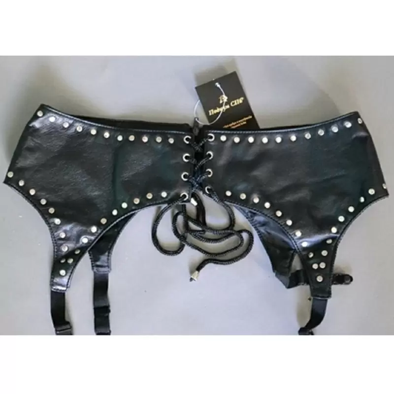 Соблазнительный пояс для чулок Подиум из натуральной кожи - One Size