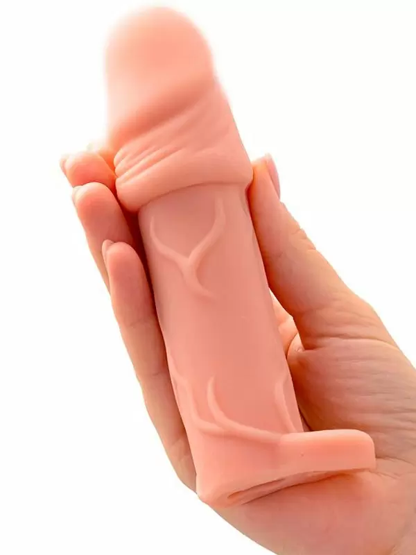 Реалистичная насадка-удлинитель TOYFA XLover, с кольцом-подхватом мошонки 16 см, TPE, телесный