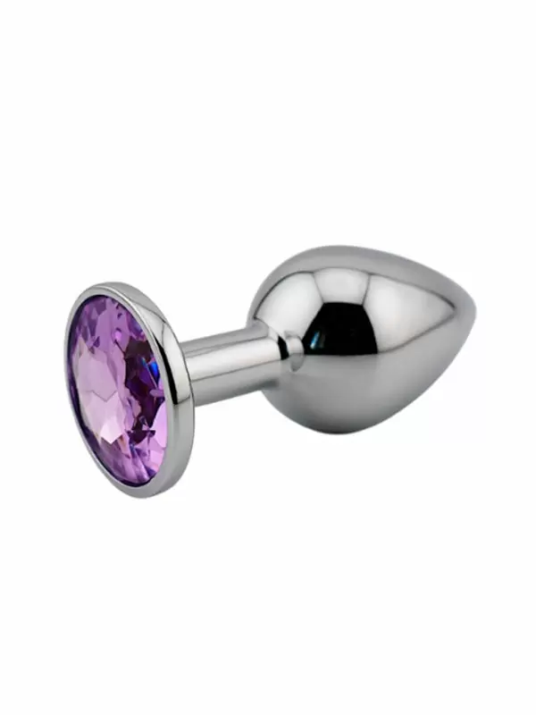 Серебряная анальная пробка с нежно-фиолетовым кристаллом (Small) Kanikule