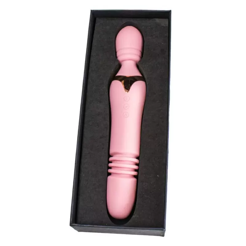 Двухсторонний вибромассажер Fakel c ротацией и подогревом - розовый