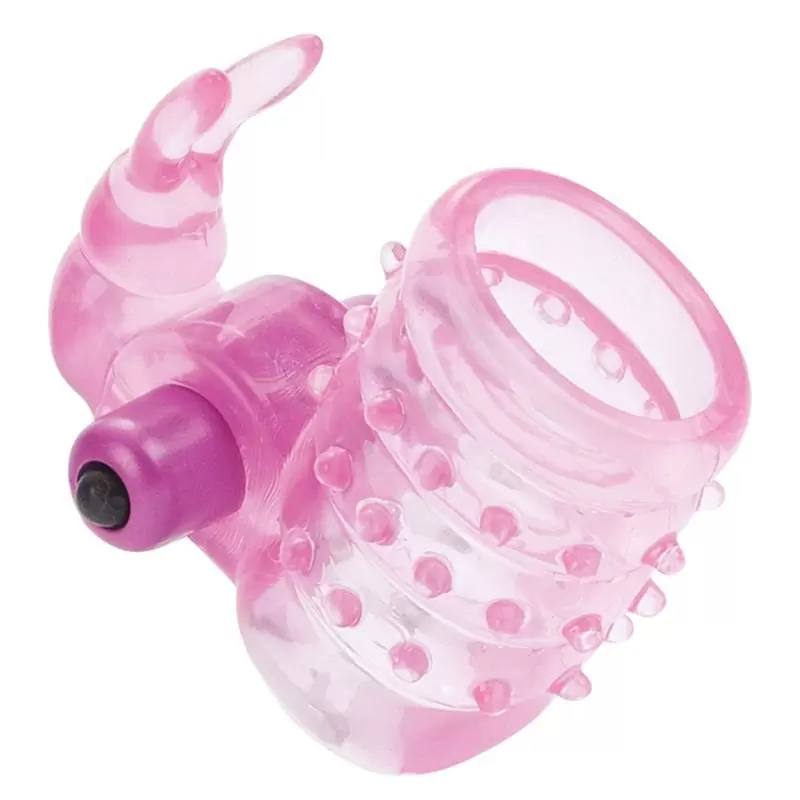 Стимулирующая насадка Basic Essential Stretchy Vibrating Bunny Enhancer – розовый