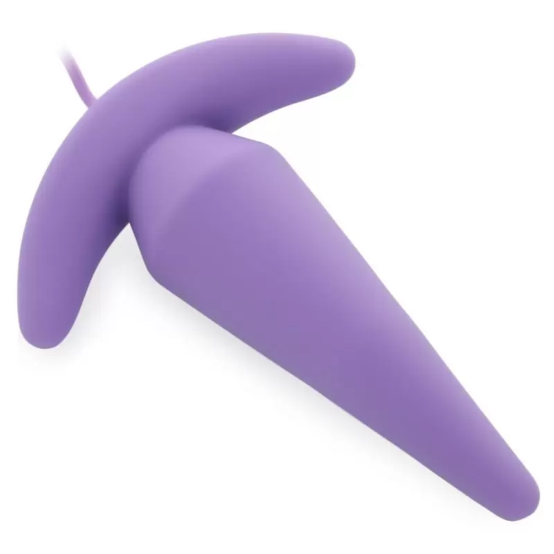 Анальная пробка с вибрацией на проводном пульте управления Tower – фиолетовый