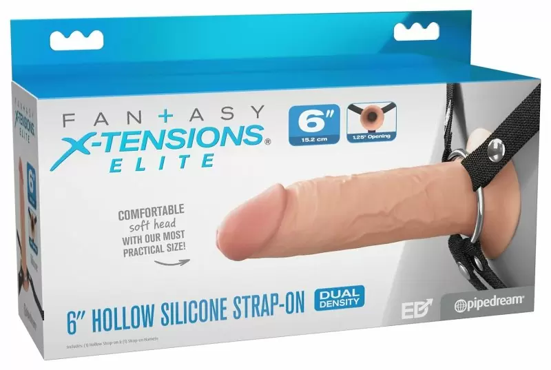 Полый страпон на ремнях 6’’ Hollow Silicone Strap-on