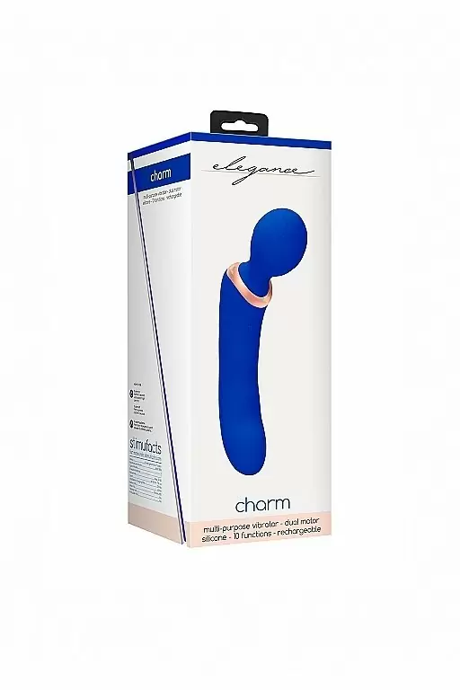 Вибратор для клитора и точки G Charm (синий): 17.5 см, 10 режимов работы, 80000 оборотовмин, АБС/силикон