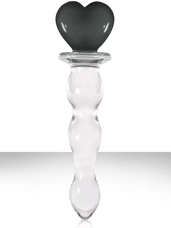 Анальный стимулятор из стекла Crystal Heart of Glass - Charcoal
