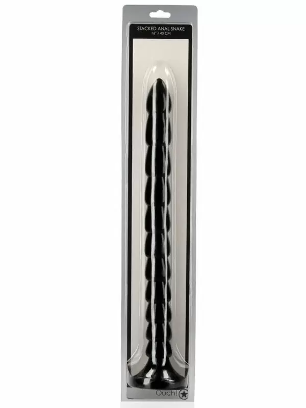 Анальная змея Stacked Anal Snake, на присоске, 40 см, ПВХ, черная