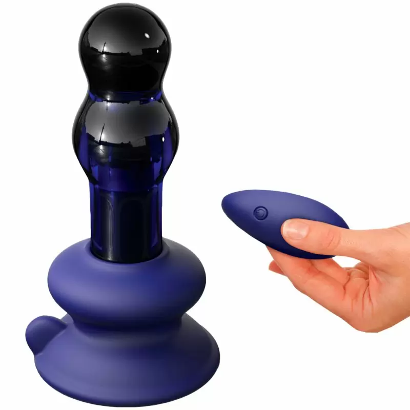 Стеклянный анальный вибратор с пультом ДУ Icicles № 83: 10.6 см, 10 режимов работы