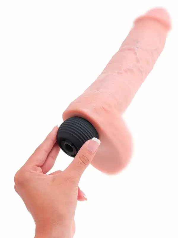 Реалистичный фаллоимитатор King Cock 11, с мошонкой, с функцией семяизвержения, ПВХ, телесный