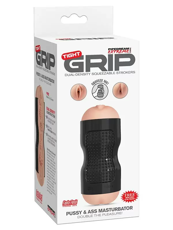 Двухсторонний мастурбатор вагина-анус Tight Grip Pussy & Ass - черный