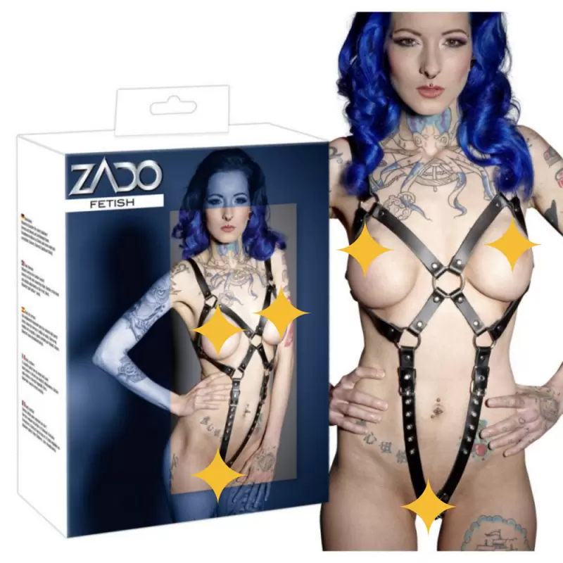 Сбруя из натуральной кожи Zado Fetish S/M - черный