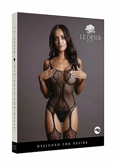 Кетсьюит Fishnet and Lace Bodystocking — сексуальный боди-комбинезон из сетки и кружева