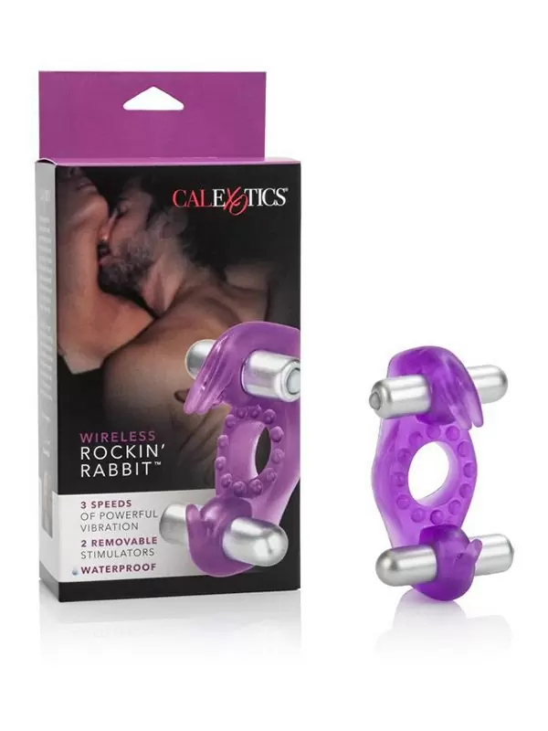 Кольцо для поддержания эрекции с двумя вибростимуляторами Wireless Rockin' Rabbit – фиолетовый