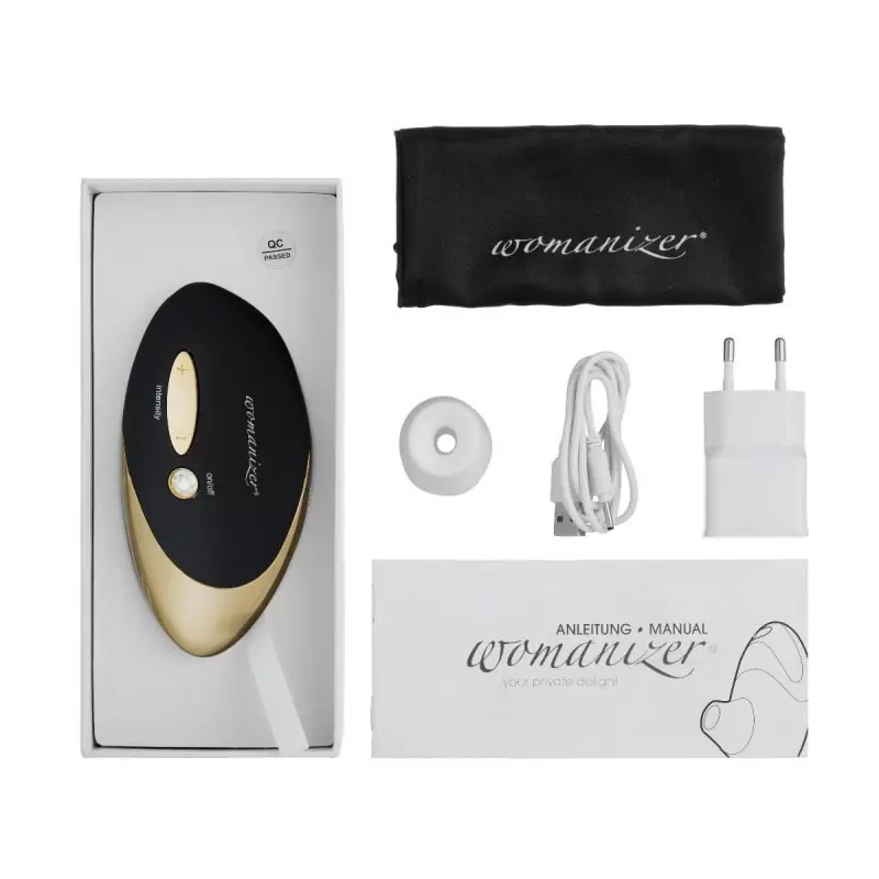 Бесконтактный клиторальный стимулятор Womanizer Pro – черный с золотом
