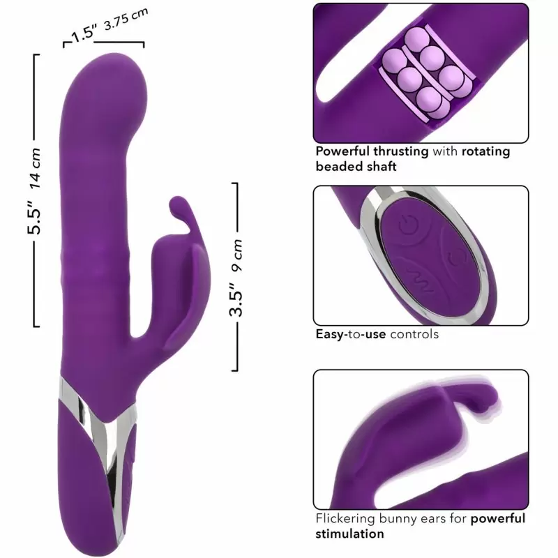 Рельефный вибратор-кролик Enchanted Flutter, с ротацией и пенетрацией, 14 см, фиолетовый