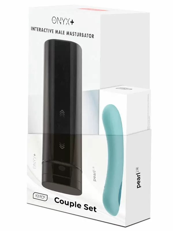 Набор для секса на расстоянии: Автоматический мастурбатор Kiiroo Onyx+, черный и Вибратор Kiiroo Pearl 2+, бирюзовый