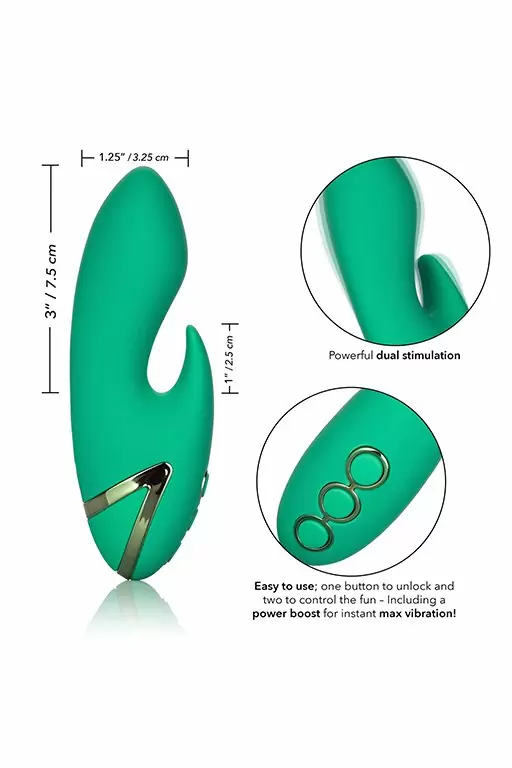 Компактный вибратор-кролик Sierra Sensation, 7,5 см, 10 режимов, силикон, зеленый