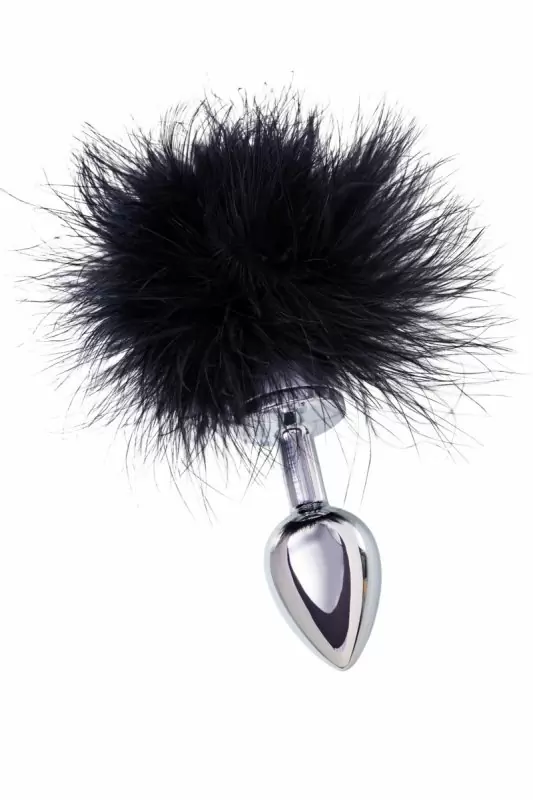 Маленькая анальная втулка с опушкой TOYFA Metal – чёрный