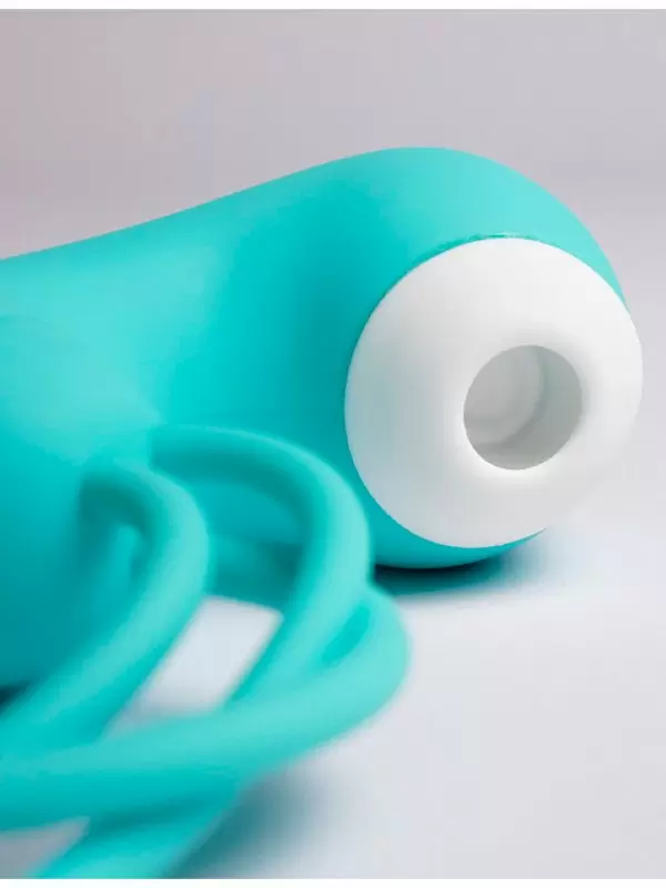 Вакуумный стимулятор клитора Youvic с вагинальными виброшариками, 16 см, 20 режимов, бирюзовый