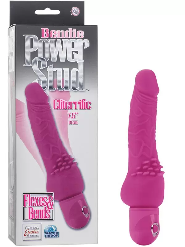 Гибкий вибро-фаллос с щеточкой Bendie Power Stud Cliteriffic – розовый