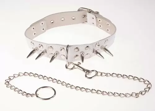 Ошейник с шипами и поводком White Silk