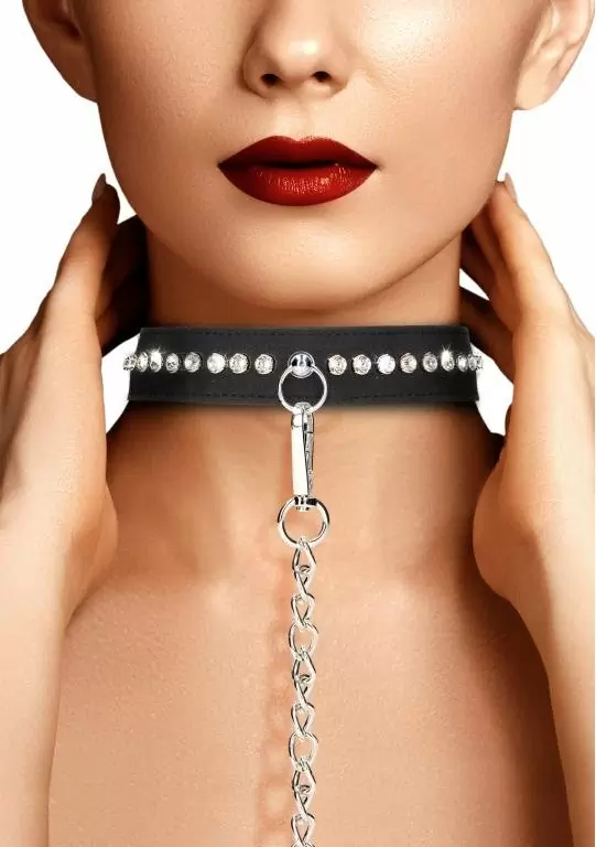 Ошейник Diamond Studded Collar With Leash
