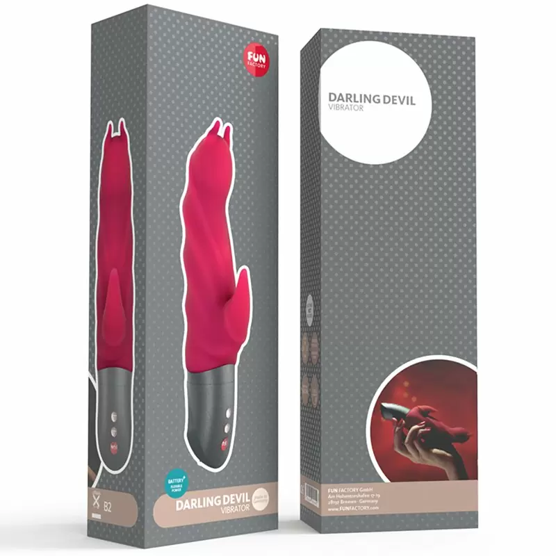 Рельефный вибратор-кролик Fun Factory Darling Devil, 6 режимов, 20,5 см, силикон, малиновый
