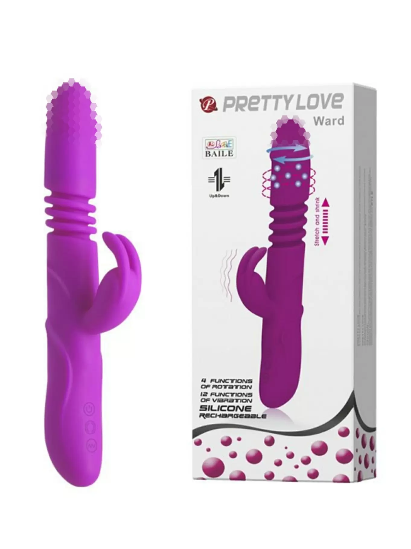 Вибратор-ротатор Ward со стимулятором клитора – розовый