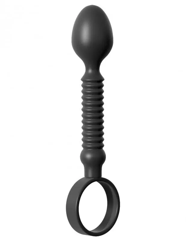 Анальный стимулятор Ass-Teazer с длинной ребристой шеей - черный