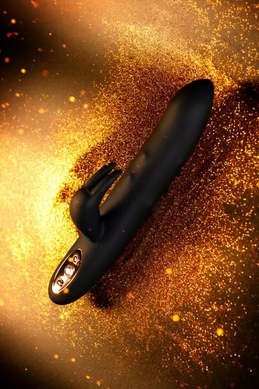 Черный вибратор-кролик Waname D-Splash. 14 см. Силикон.