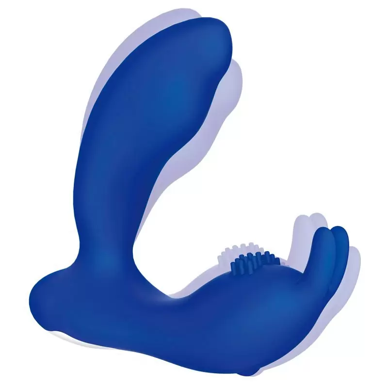 Перезарежаемый стимулятор простаты с вибрацией The Prostate Rabbit - синий