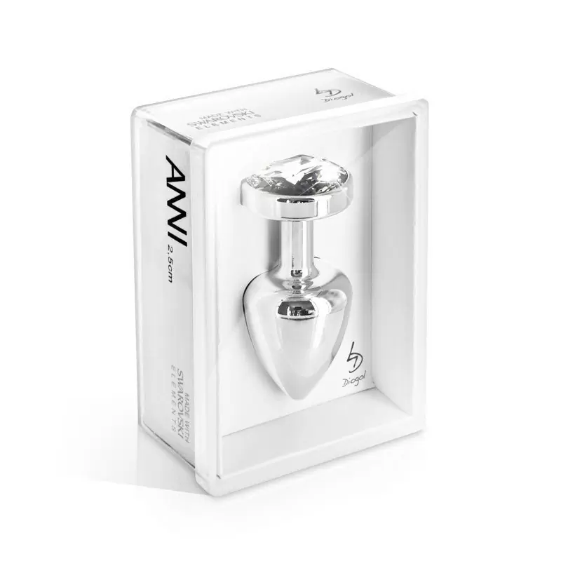 Изящная анальная пробка Anni Round T1 с кристаллом Сваровски – серебристый