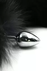 Маленькая алюминиевая анальная пробка Kanikule Small с хвостом из натурального меха – серебристый