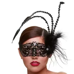 Маска со стразами и с пухом Masq Fantasia – черная