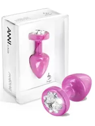 Металлический анальный плаг Anni Clover T1 с кристаллом в форме клевера – розовый