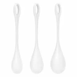 Набор одинарных вагинальных шариков Satisfyer Yoni Power 1, 3 предмета, силикон, белый