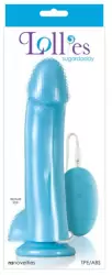 Вибратор Lollies Sugardaddy с присоской и выносным пультом - голубой