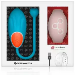 Ребристое виброяйцо Dream Love WEARWATCH EGG WIRELESS TECHNOLOGY WATCHME BLUE / PINK, с пультом Д/У, 8,5 см, 7 режимов, силикон
