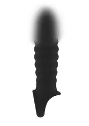 Реалистичная увеличивающая насадка закрытого типа с кольцом для фиксации на мошонке No.32 Stretchy Penis Extension, 19 см, черный