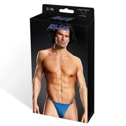 Голубые мужские V-стринги c металлическими кольцами BlueLine - S/M