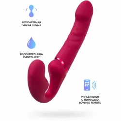 Анатомический безремневой страпон LOVENSE Lapis, красный, стимуляция точки G и клитора, приложение, силикон