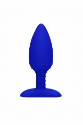 Анальная пробка с вибрацией и функцией нагрева Glow (синяя)