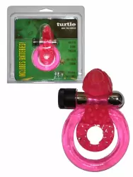 Эрекцонное виброкольцо Turtle Cock/Ball Harness с петлей на мошонку и клиторальным стимулятором в виде черепашки – розовый