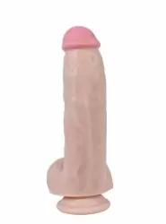 Реалистичный фаллоимитатор с мошонкой на присоске 