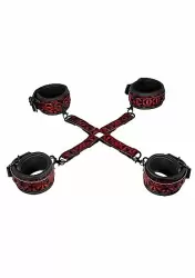 Крестообразный фиксатор с наручниками и наножниками Luxury Hogtie цвет бордовый