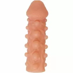 Реалистичная насадка на пенис с шариками и отверстием для мошонки «Cock sleeve» (большая), Kokos