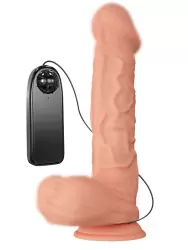 Реалистичный фаллоимитатор Baile, 26 см, ТПР, с проводным пультом, телесный