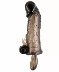 Увеличивающая насадка на пенис TOYFA XLover с вибрацией и кольцом на мошонку – серый